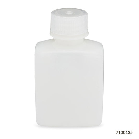 Globe Scientific 7100125 Bottle Rectangular HDPE Bottle 28mm PP Screw Cap 125mL (4oz) 12/Pack