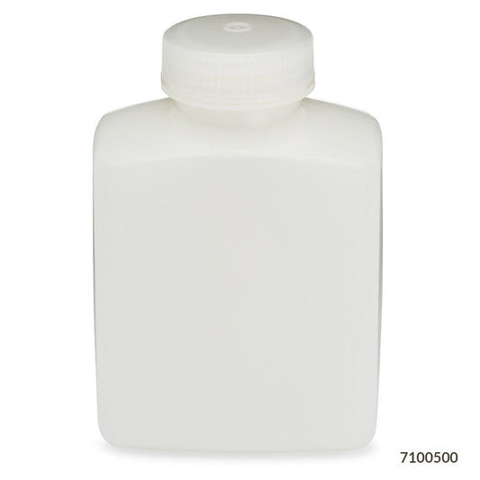 Globe Scientific 7100500 Bottle Rectangular HDPE Bottle 48mm PP Screw Cap 500mL (16oz) 12/Pack