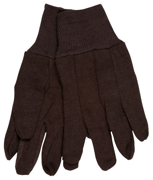 MCR Safety 7100P Brown Jersey Work Gloves Clute Pattern with Knit Wrist 8 oz. Cotton Polyester Blend (1 DZ)