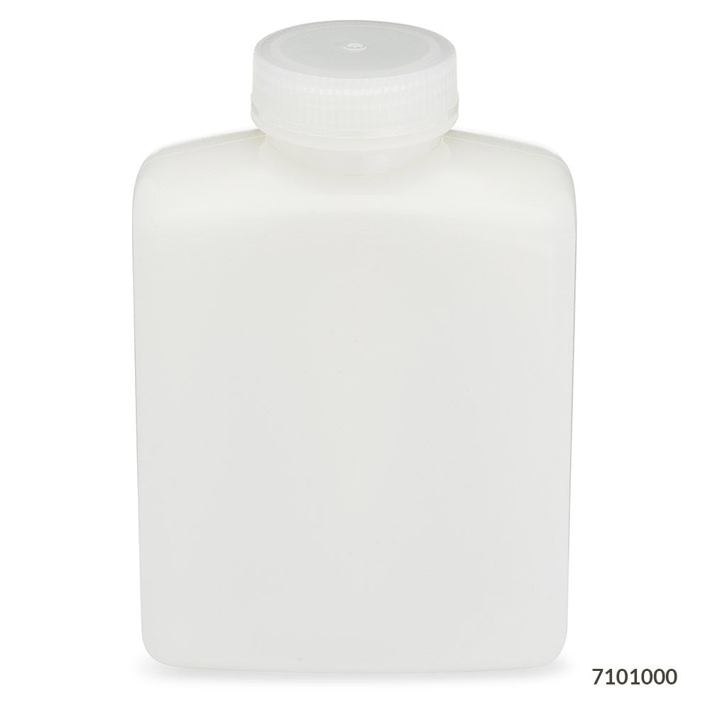 Globe Scientific 7101000 Bottle Rectangular HDPE Bottle 53mm PP Screw Cap 1000mL (32oz) 6/Pack