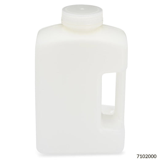 Globe Scientific 7102000 Bottle Rectangular Large Format HDPE Bottle 63mm PP Screw Cap 2000mL (64oz) 4/Pack