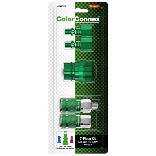 ColorConnex A71457B-CA Coupler and Plug Kit, 7-Piece, Type B, 1/4" Body, 1/4" NPT, Green