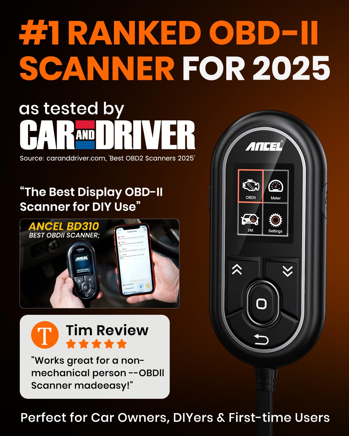 Ancel BD310 Bluetooth & Handheld OBD2 Scanner – Real-Time Performance Monitor & Code Reader