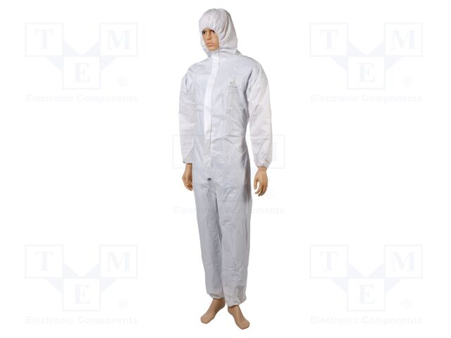 Delta Plus DT115XG DT115 Unisex Disposable Overalls With Hood, White, XL