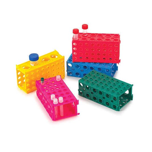 Globe Scientific 456940AST TUFFBLOK Tube Rack 4-Way PP Link Together Assorted Colors 5/Pack