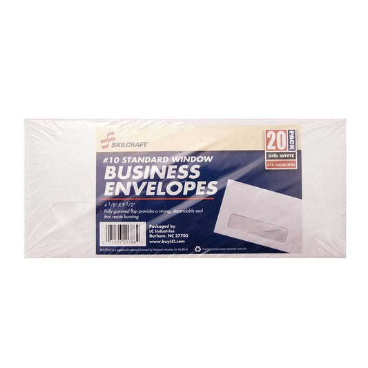 AbilityOne 71503217882 Skilcraft #10 Business Window Envelope 20 Pack - Single Window - #10 (4.13" X 9.50") - 20/Pack