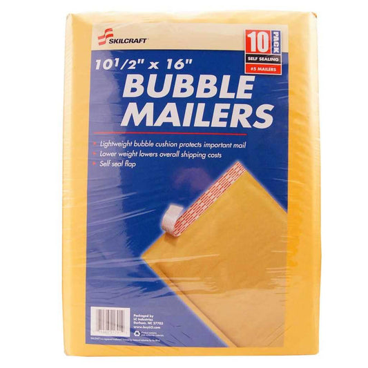 AbilityOne 71503217912 Skilcraft 10.5X16 Bubble Envelope Kraft 10 Pack - Bubble - 10.50" X 16" - Kraft - 10/Pack