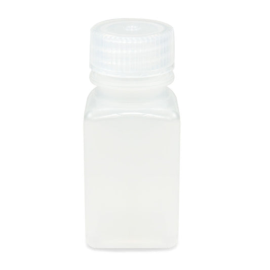Globe Scientific 7160060 Bottle Wide Mouth Square PP Attached PP Screw Cap 60mL 12/Pack