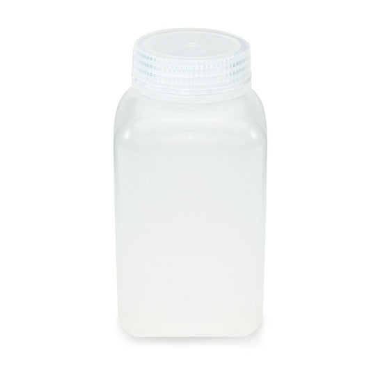 Globe Scientific 7160500 Bottle Wide Mouth Square PP Attached PP Screw Cap 500mL 12/Pack