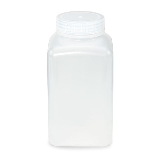 Globe Scientific 7161000 Bottle Wide Mouth Square PP Attached PP Screw Cap 1000mL 6/Pack