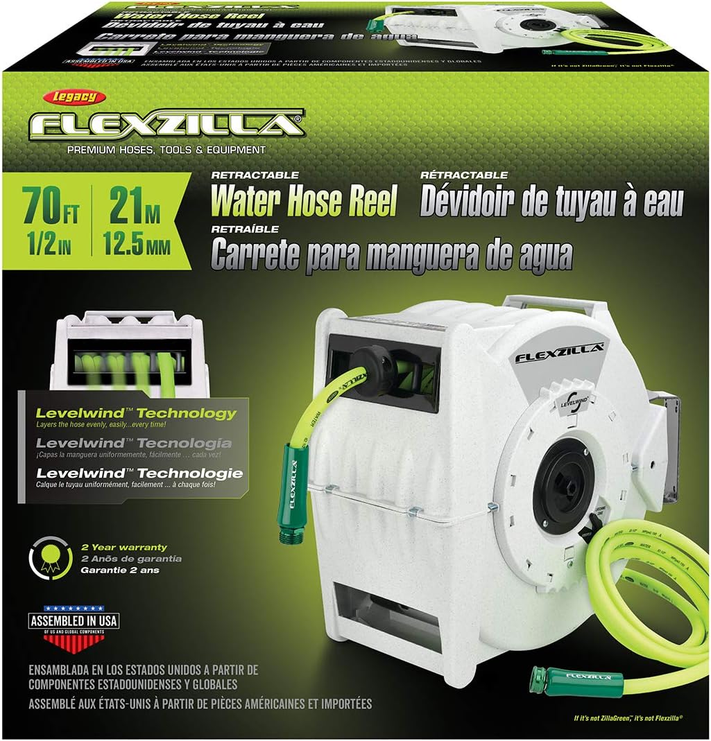 FlexZilla L8340FZ Pro Retractable Water Hose Reel with Levelwind™ Technology, 1/2" x 70'