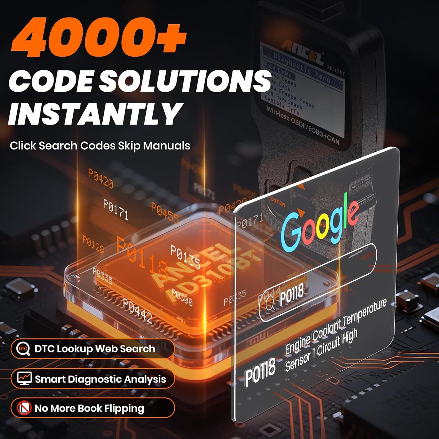 Ancel AD310 Bluetooth OBD2 Scanner & Diagnostic Code Reader