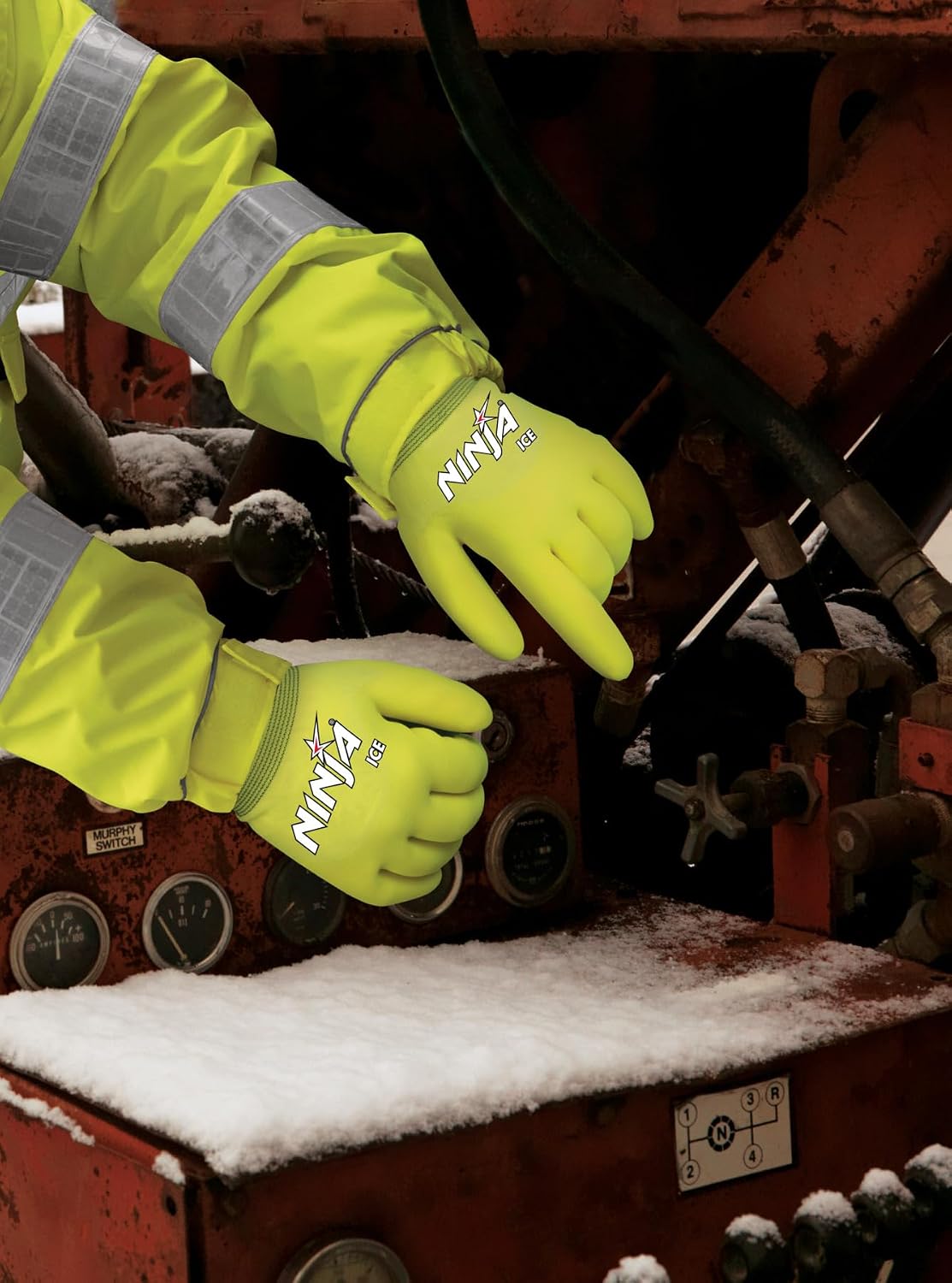 MCR SAFETY N9690HVL Ninja Ice 7Ga Acrylic Hivis Lime Palm/Fingertip (12 PR)