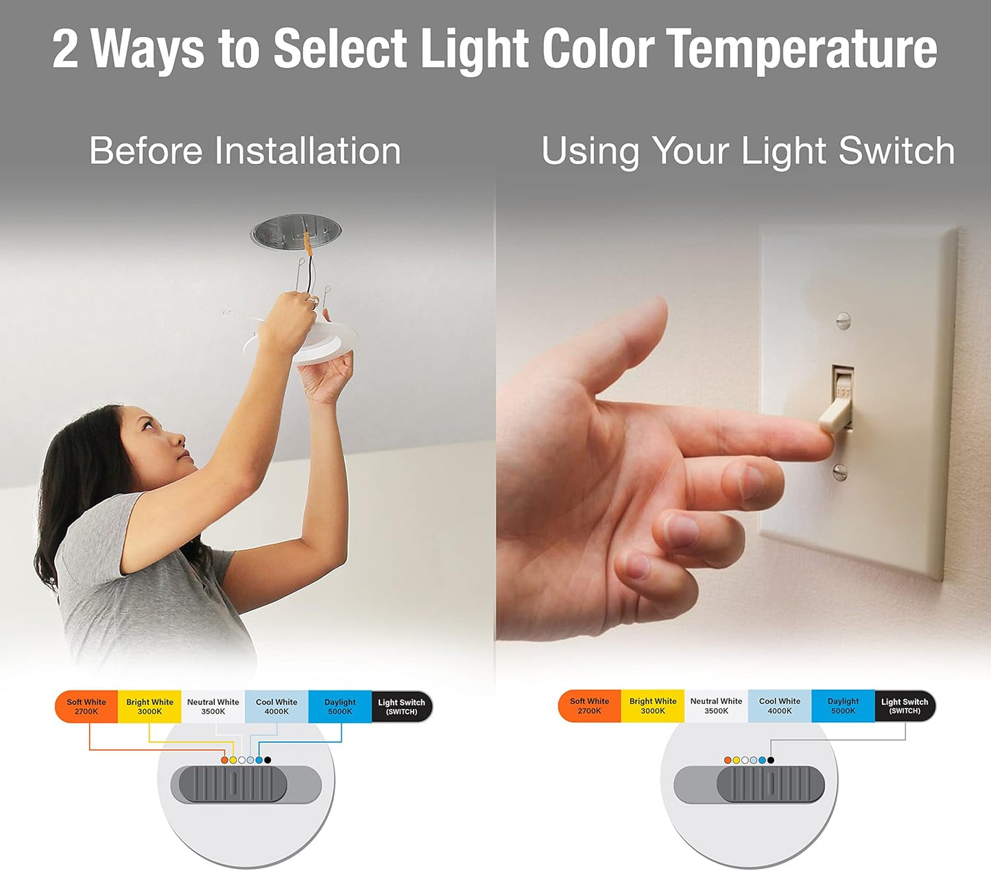 Feit Electric LEDR56SCP/6WYCA 5-6 in. 9.4W (75W Replacement) Color Selectable Dimmable LED Directional Recessed Downlight