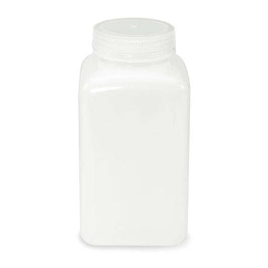 Globe Scientific 7181000 Bottle Wide Mouth Square HDPE Attached PP Screw Cap 1000mL 6/Pack