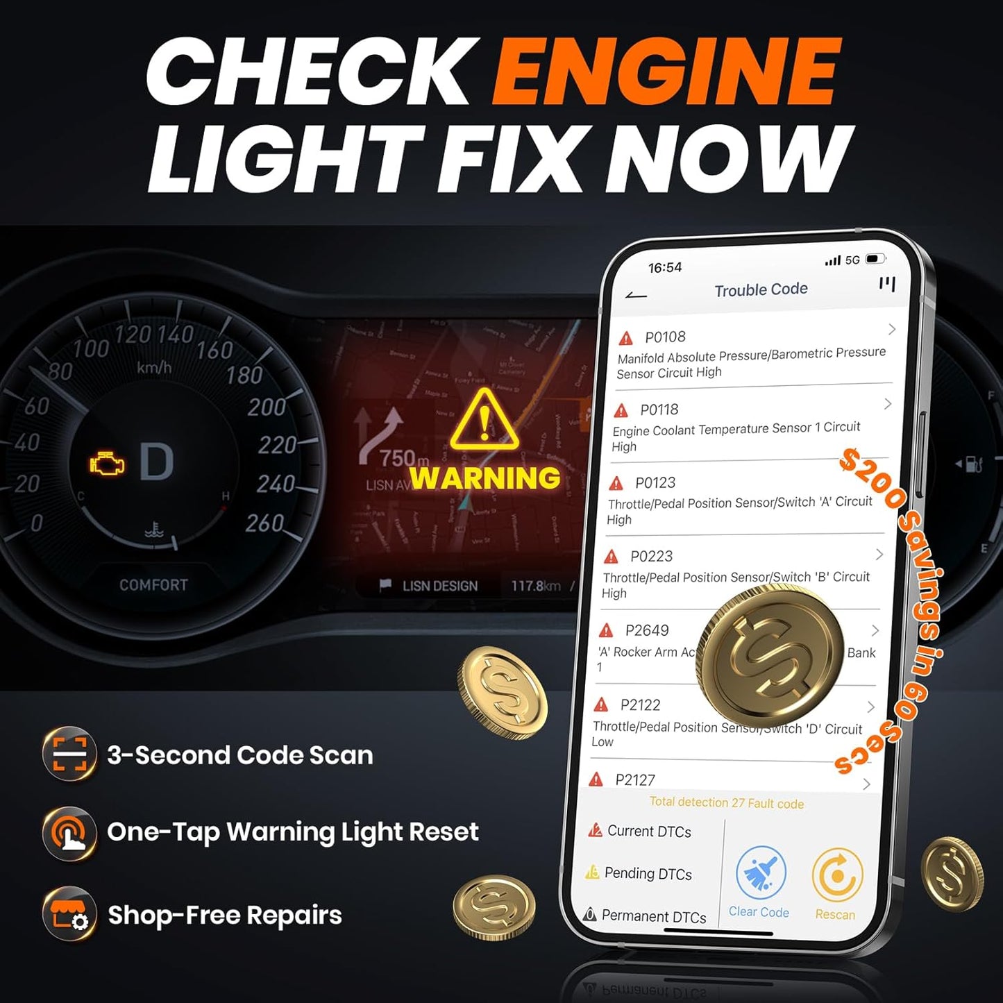 Ancel AD310 Bluetooth OBD2 Scanner & Diagnostic Code Reader