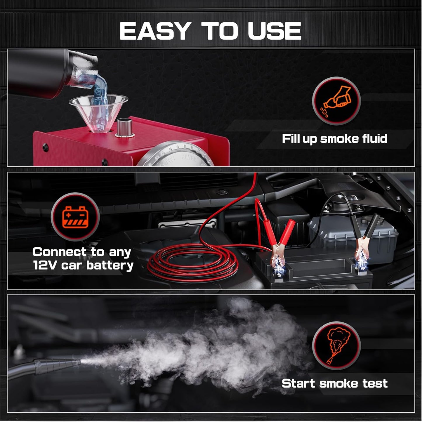 Ancel S100 Automotive EVAP Smoke Machine Leak Detector – 12V Car Vacuum & Intake System Diagnostic Smoke Tester