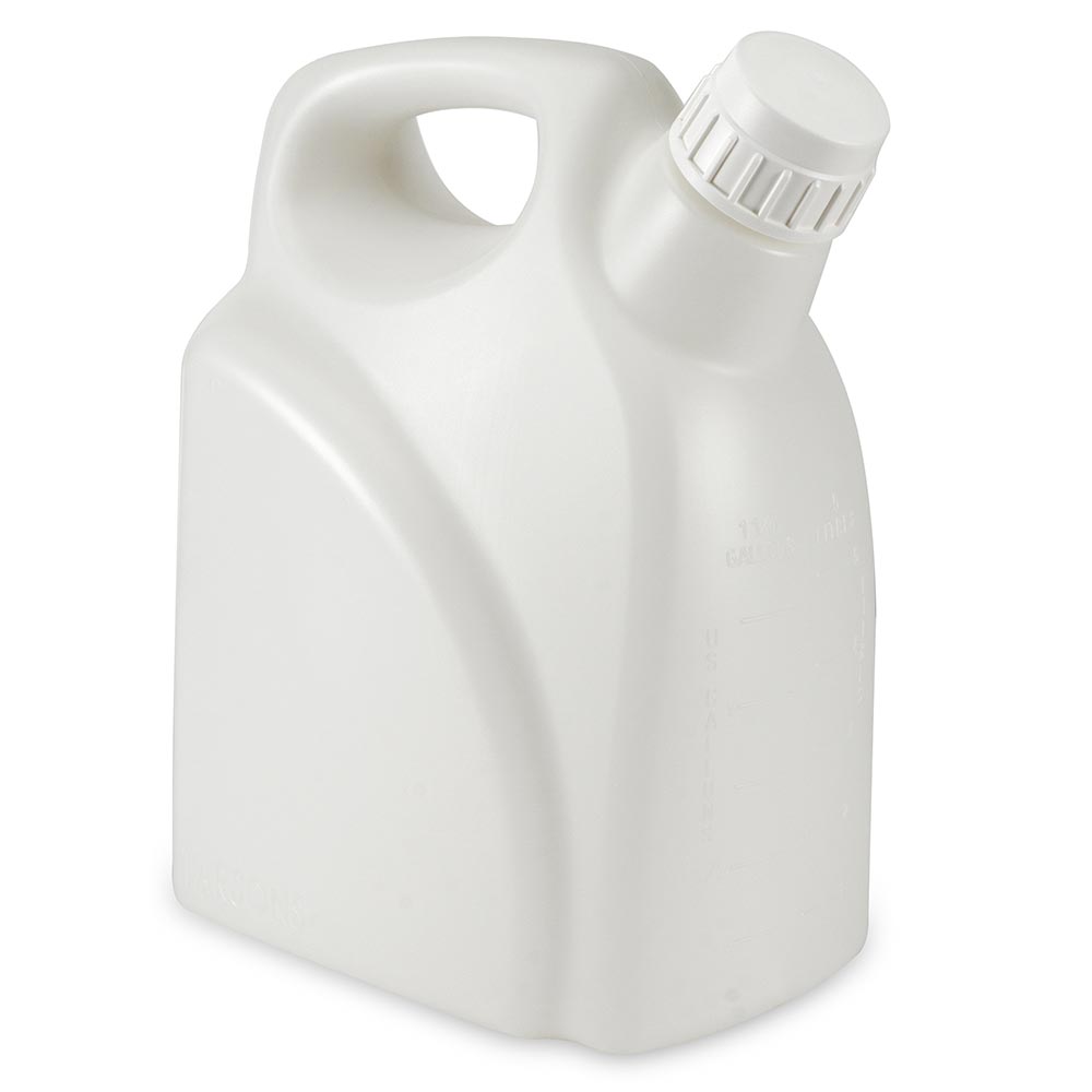 Globe Scientific 7190005 Jerrican Rectangular with Handle HDPE 5 Liter White PP Screwcap Molded Graduations