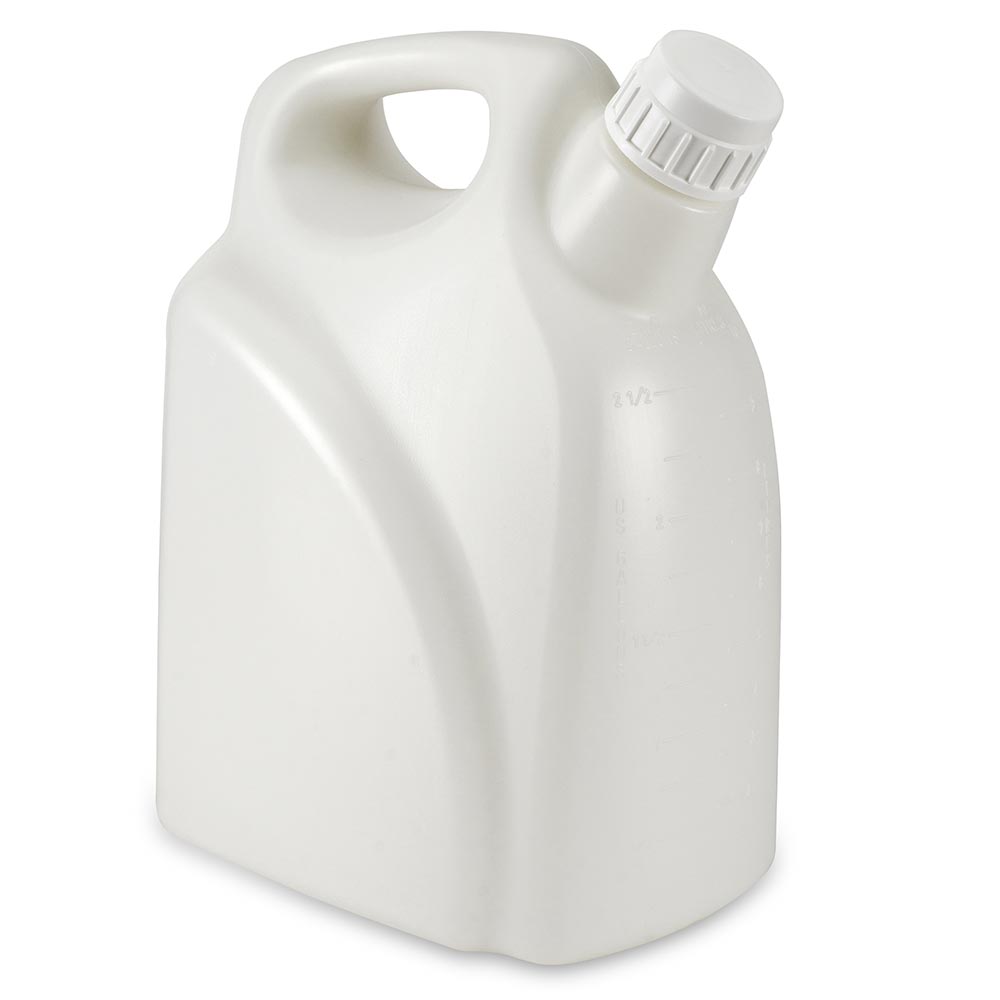 Globe Scientific 7190010 Jerrican Rectangular with Handle HDPE 10 Liter White PP Screwcap Molded Graduations
