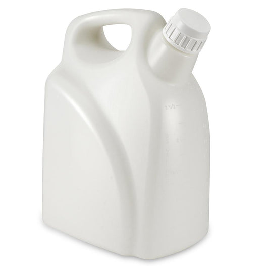 Globe Scientific 7190010 Jerrican Rectangular with Handle HDPE 10 Liter White PP Screwcap Molded Graduations