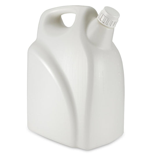Globe Scientific 7190020 Jerrican Rectangular with Handle HDPE 20 Liter White PP Screwcap Molded Graduations