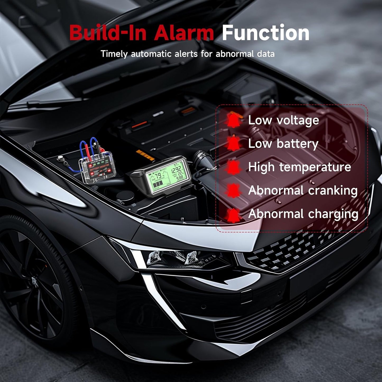Ancel BM200 PRO 12V Battery Monitor & Tester – Wireless RF Display Battery Health, Voltage, Temperature & Cranking/Charging System Analyzer