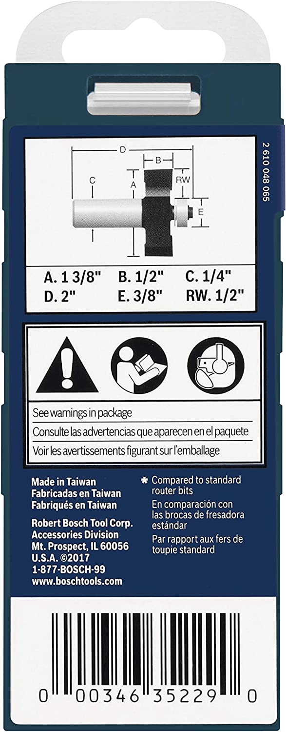 Bosch 85614MC 1/2 In. X 1/2 In. Carbide-Tipped Rabbeting Router Bit