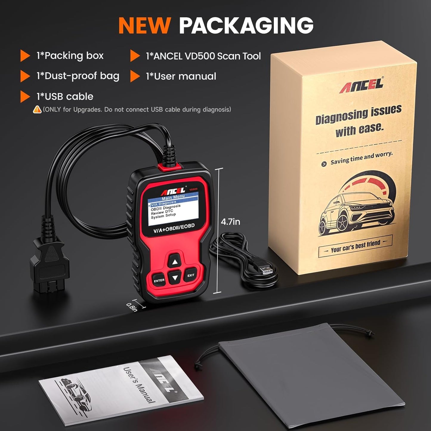 Ancel VD500 Advanced OBD2 Diagnostic Scanner & VAG Special Function Tool