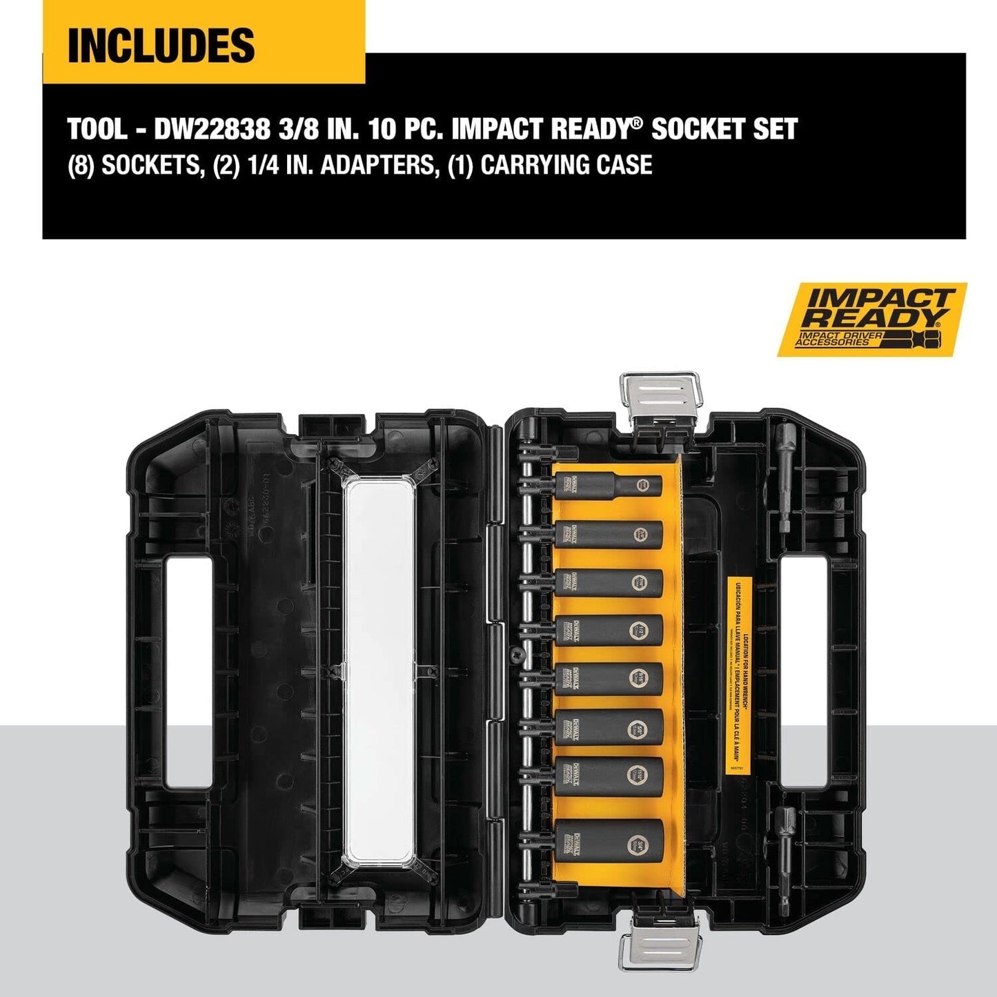 Dewalt DW22838 Impact Ready® 3/8" Socket Set (10 Pc)