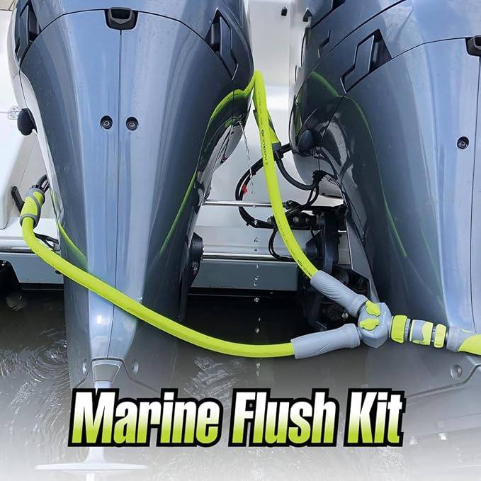 FlexZilla HFZGSK01 Marine Twin Outboard Flush Kit, 6-Piece 5/8" x 3/4" - 11 1/2 GHT Fittings