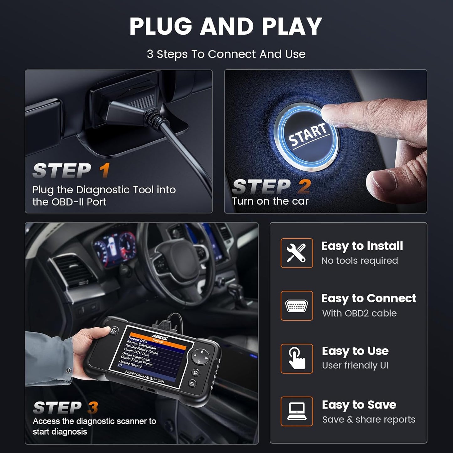 Ancel FX2000 4-System Automotive OBD2 Diagnostic Scanner