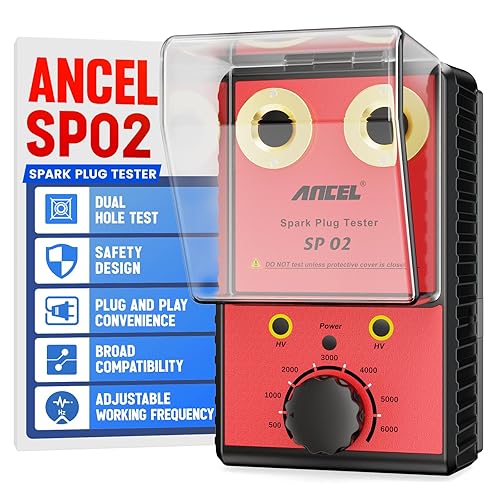 Ancel SP02 Dual-Hole Spark Plug & Ignition Coil Tester – Adjustable 0-6000 RPM Diagnostic Tool
