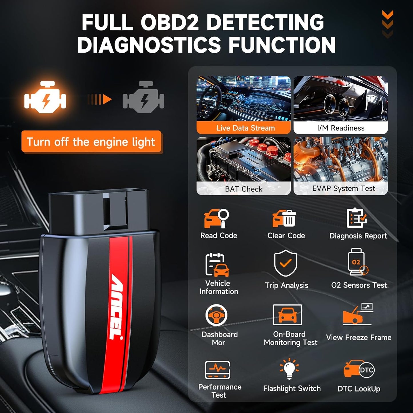 Ancel BD200 Bluetooth OBD2 Scanner & Android/iOS Diagnostic Tool
