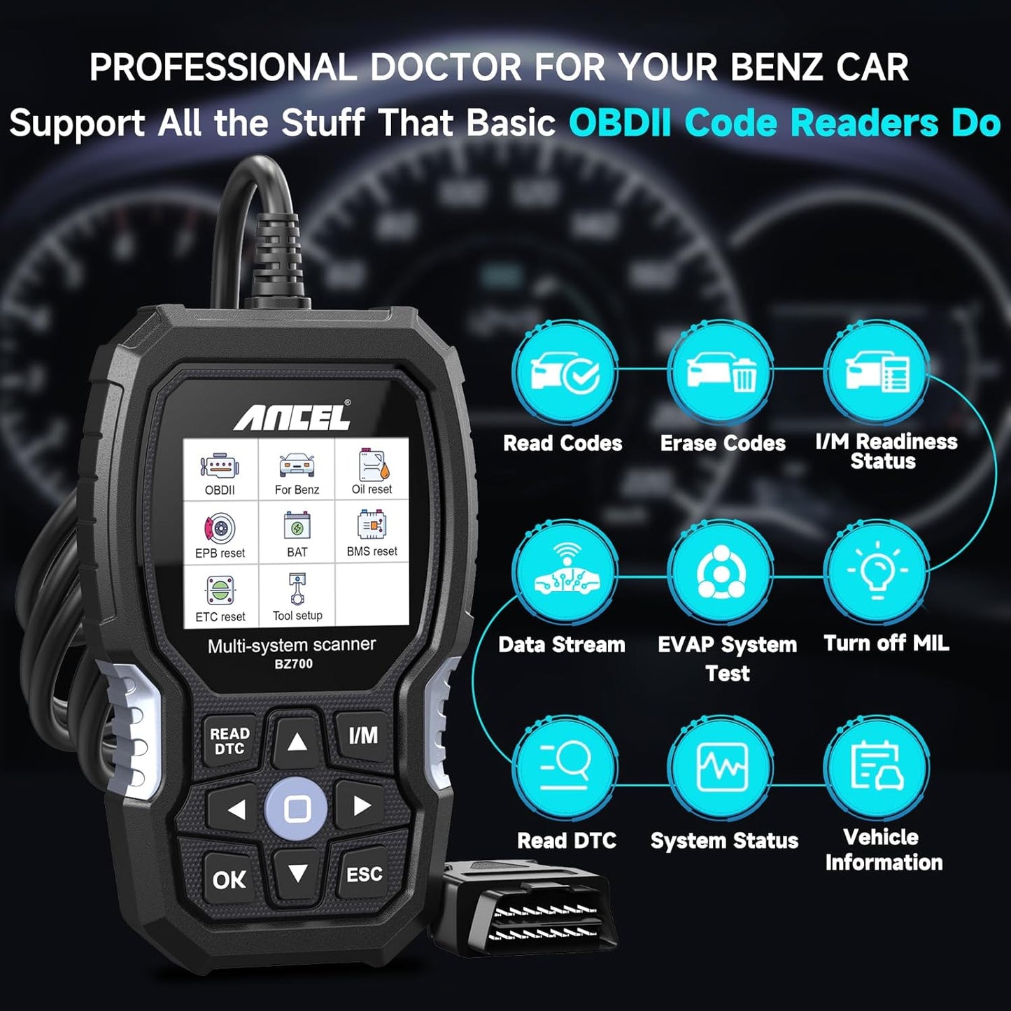 Ancel BZ700 Professional OBD2 Diagnostic Scanner