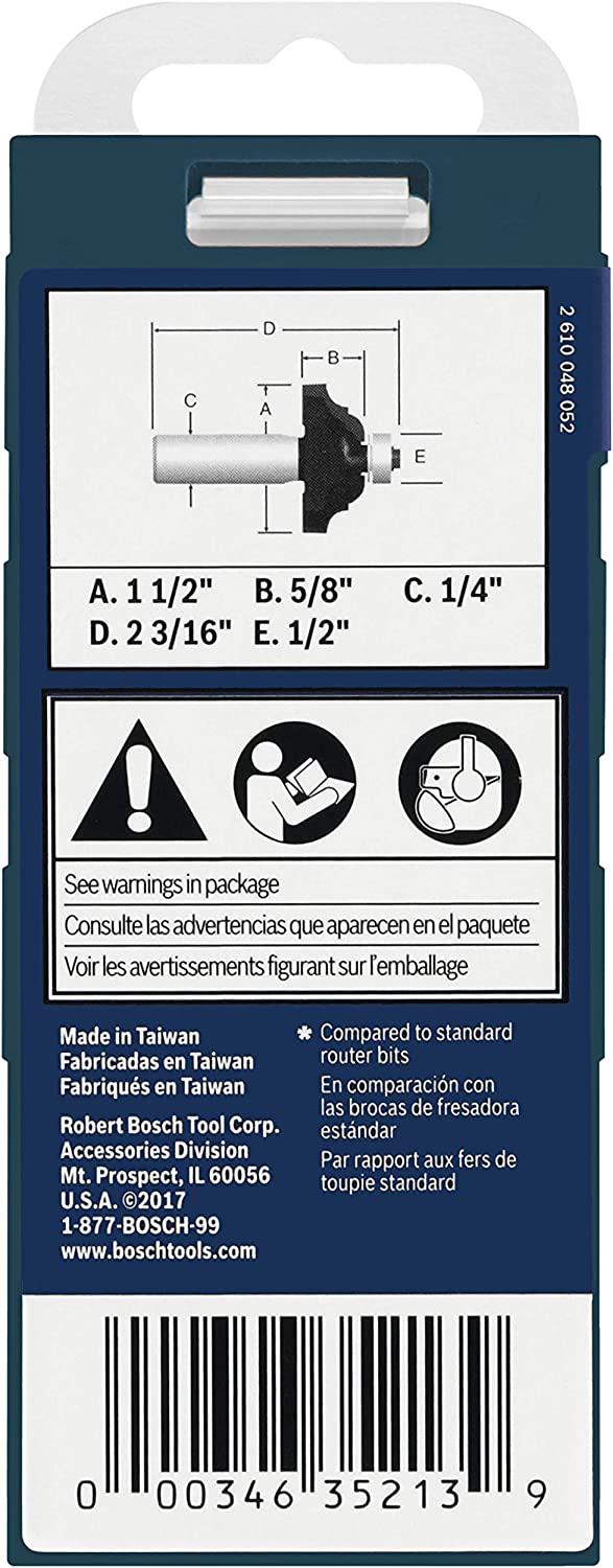 Bosch 85581MC 1-1/2 In. X 5/8 In. Carbide-Tipped Classical Router Bit