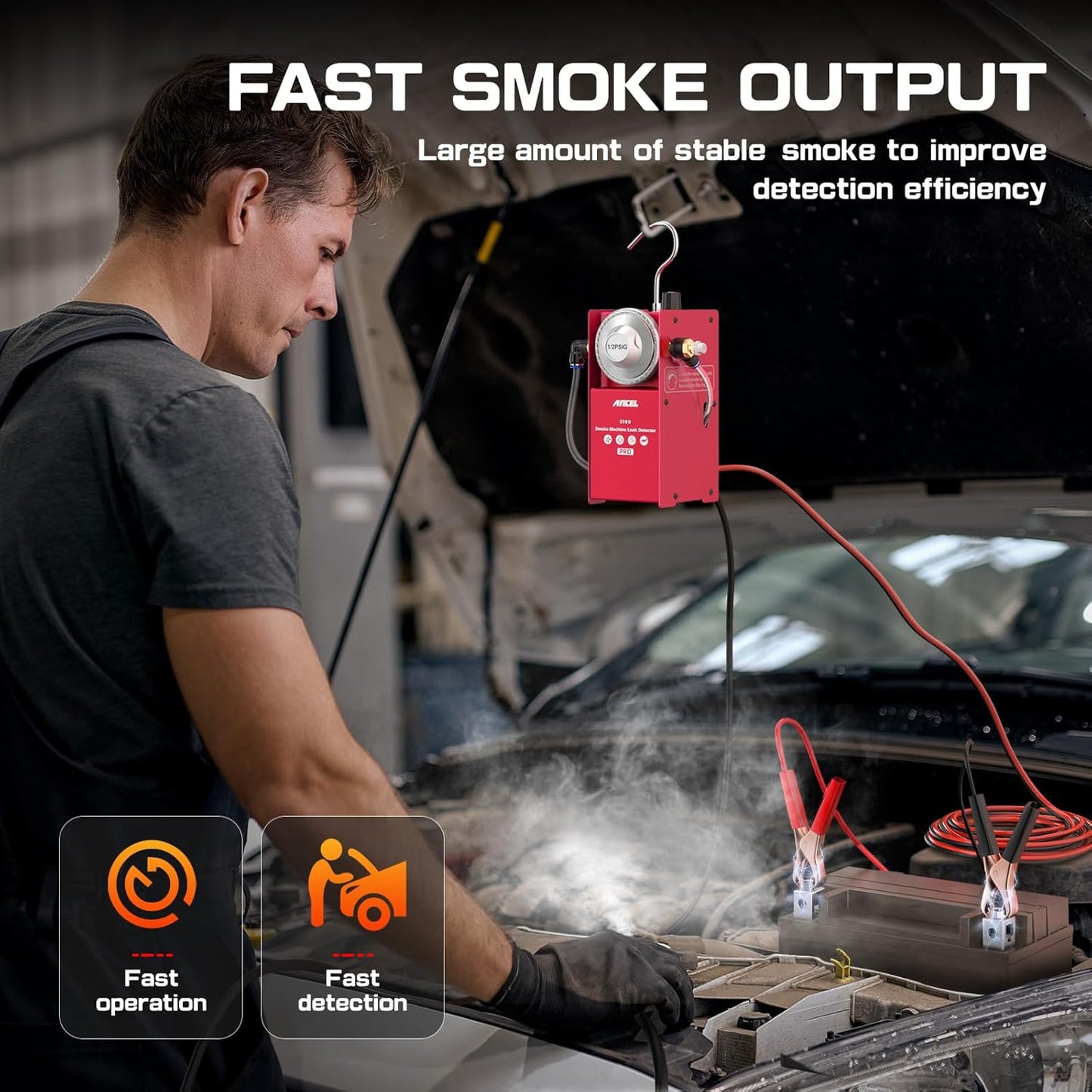 Ancel S100 Automotive EVAP Smoke Machine Leak Detector – 12V Car Vacuum & Intake System Diagnostic Smoke Tester