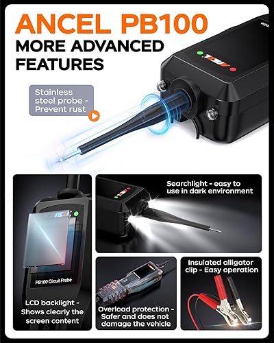 Ancel PB100 12V/24V Automotive Power Circuit Probe Tester – Electrical Diagnostic & Short Finder Tool