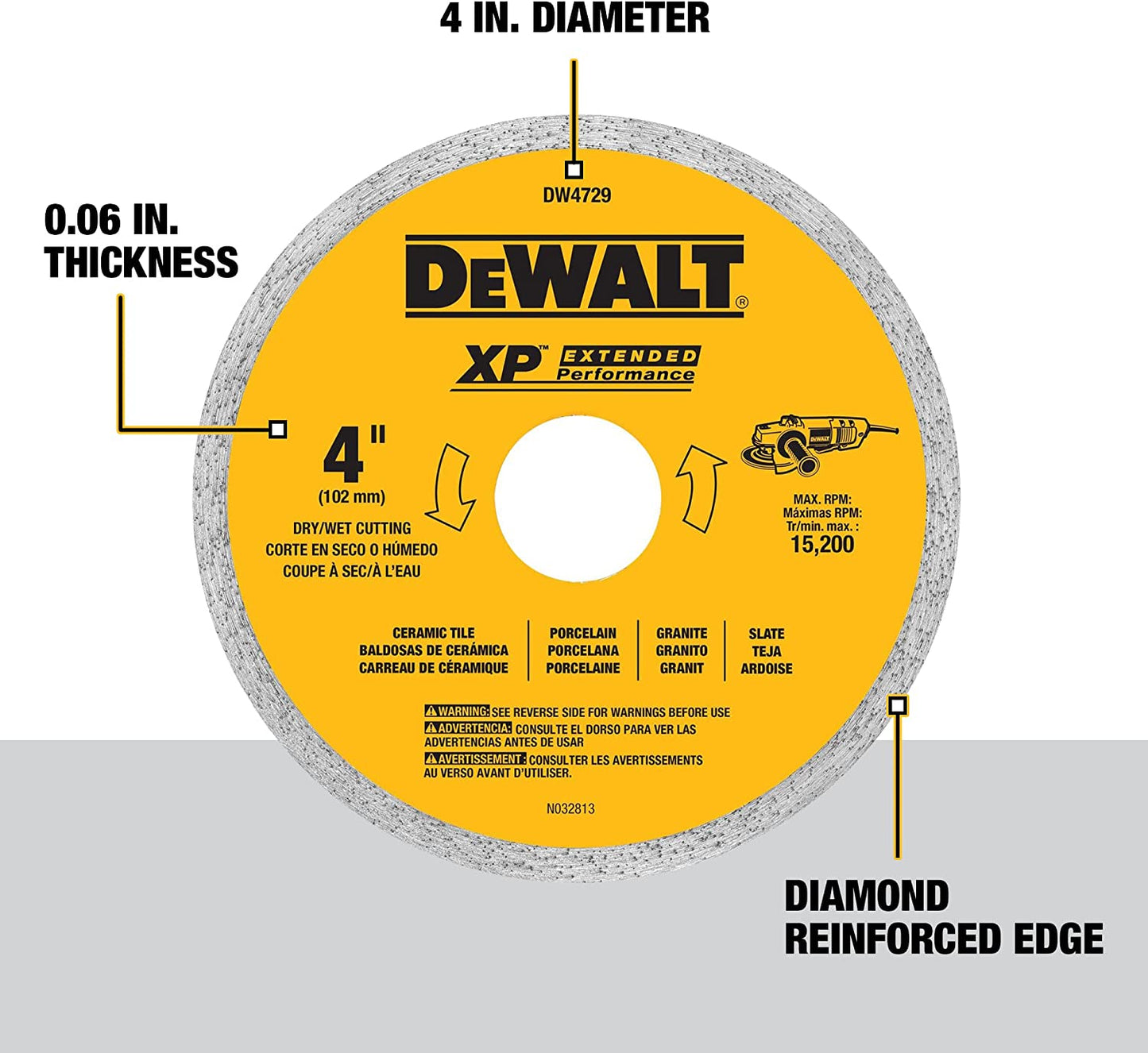 Dewalt DW4729 4" X .060" Ceramic Tile Blade Wet/Dry