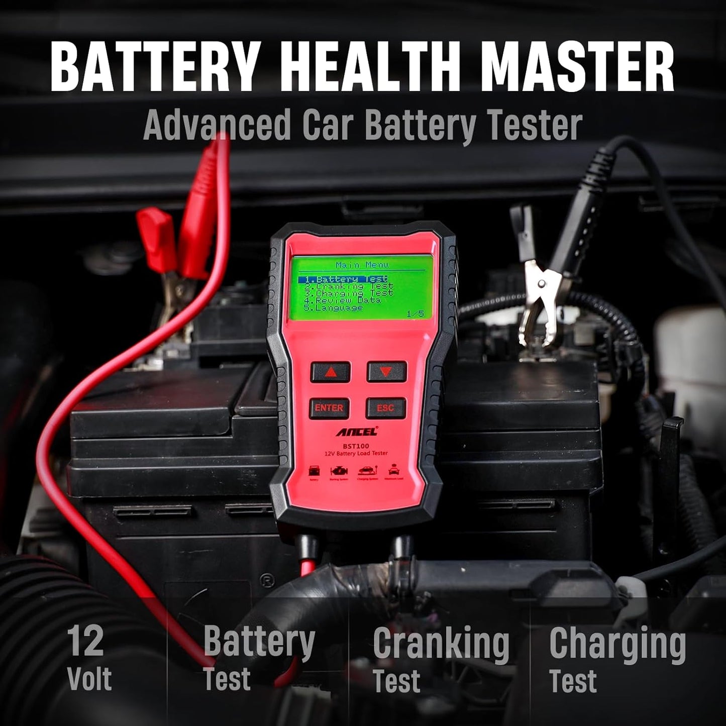 Ancel BST100 12V Car Battery Tester & Analyzer – 100–2000 CCA Automotive Battery Diagnostic Tool