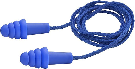 Delta Plus WELEP411 QUATTRO EP-411 Reusable Corded (woven nylon cord) Ear Plug, Blue, Box of 100