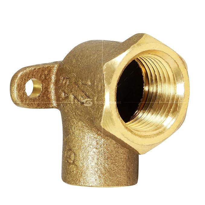 Everflow PFDL0012 0.5 Lead Free Elbow Drop 90º w/Wall Plate, P x FPT, 1/2'' x 1/2''