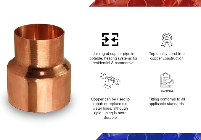 Everflow FPRC2034 2 x 3/4 Copper Reducer, FTG x P, 2'' x 3/4''