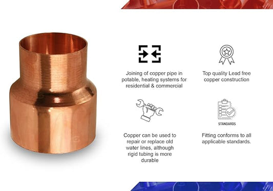 Everflow FPRC2034 2 x 3/4 Copper Reducer, FTG x P, 2'' x 3/4''