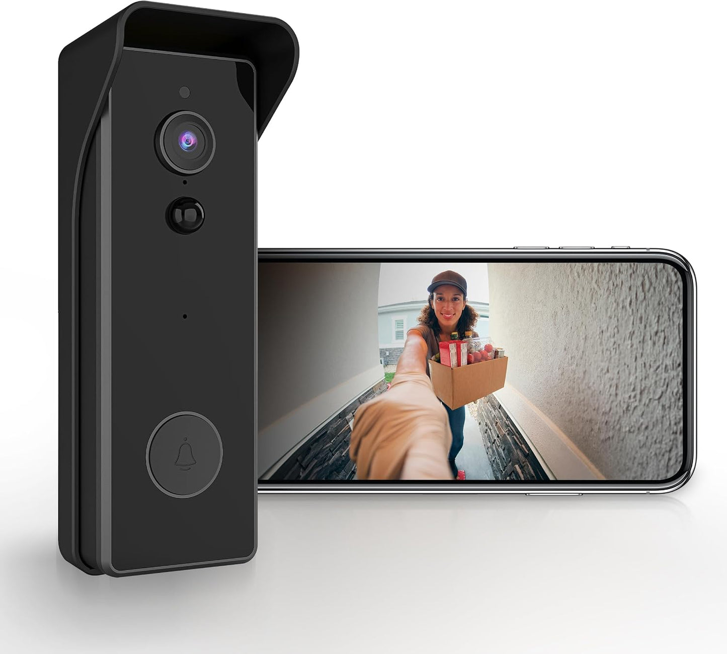 Feit Electric CAM/DOOR/WIFI/BATG2 Wired or Battery-Powered Smart Wi-Fi Video Doorbell Camera with Motion Detection and Two-Way Audio