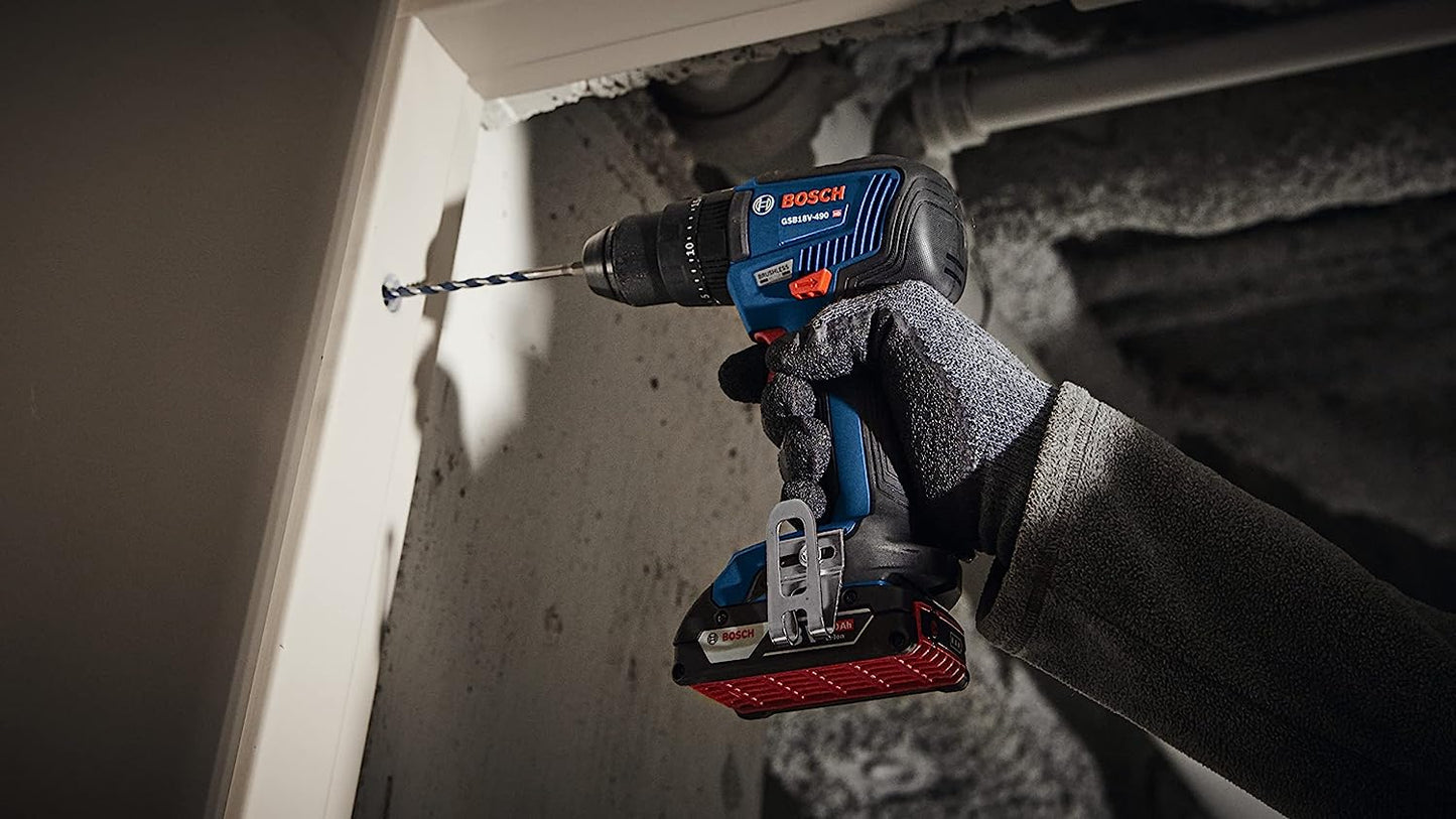 Bosch GSB18V-490B12 18V Ec Brushless 1/2 In. Hammer Drill/Driver Kit With (1) 2.0 Ah Slimpack Battery