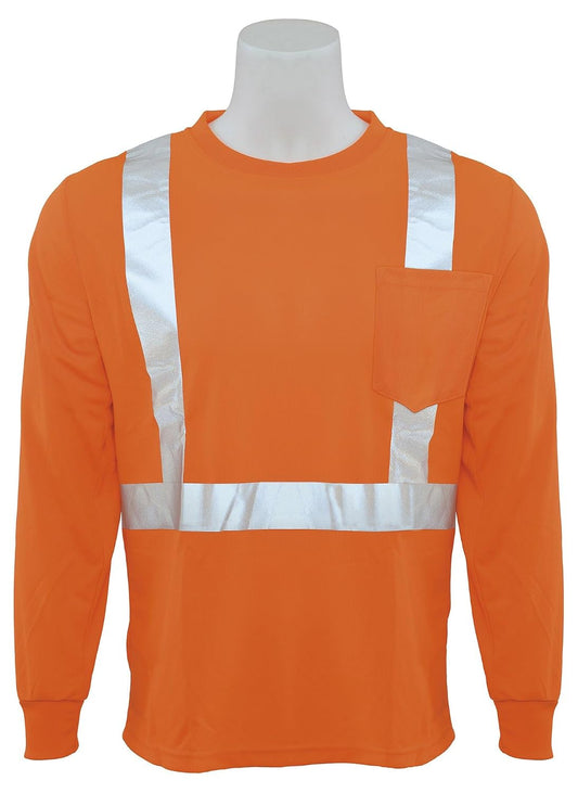Delta Plus WEL64012HO2X 9007S Type R, Class 2 Birdseye Mesh Long Sleeve T-Shirt, Hi Viz Orange, 2X
