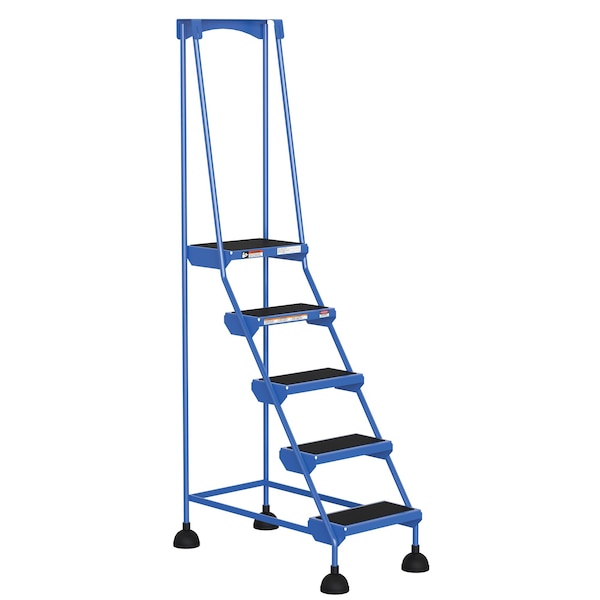 Vestil LAD-5-B 82.4375 H Steel Commercial Spring Loaded Rolling Ladder, 5 Steps
