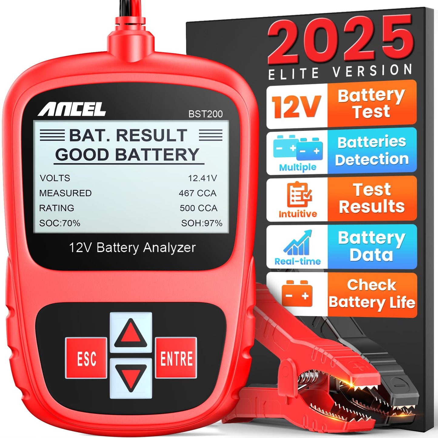 Ancel BST200 12V Car Battery Tester & Analyzer – 100–1100 CCA Automotive Diagnostic Tool