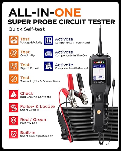 Ancel PB100 12V/24V Automotive Power Circuit Probe Tester – Electrical Diagnostic & Short Finder Tool