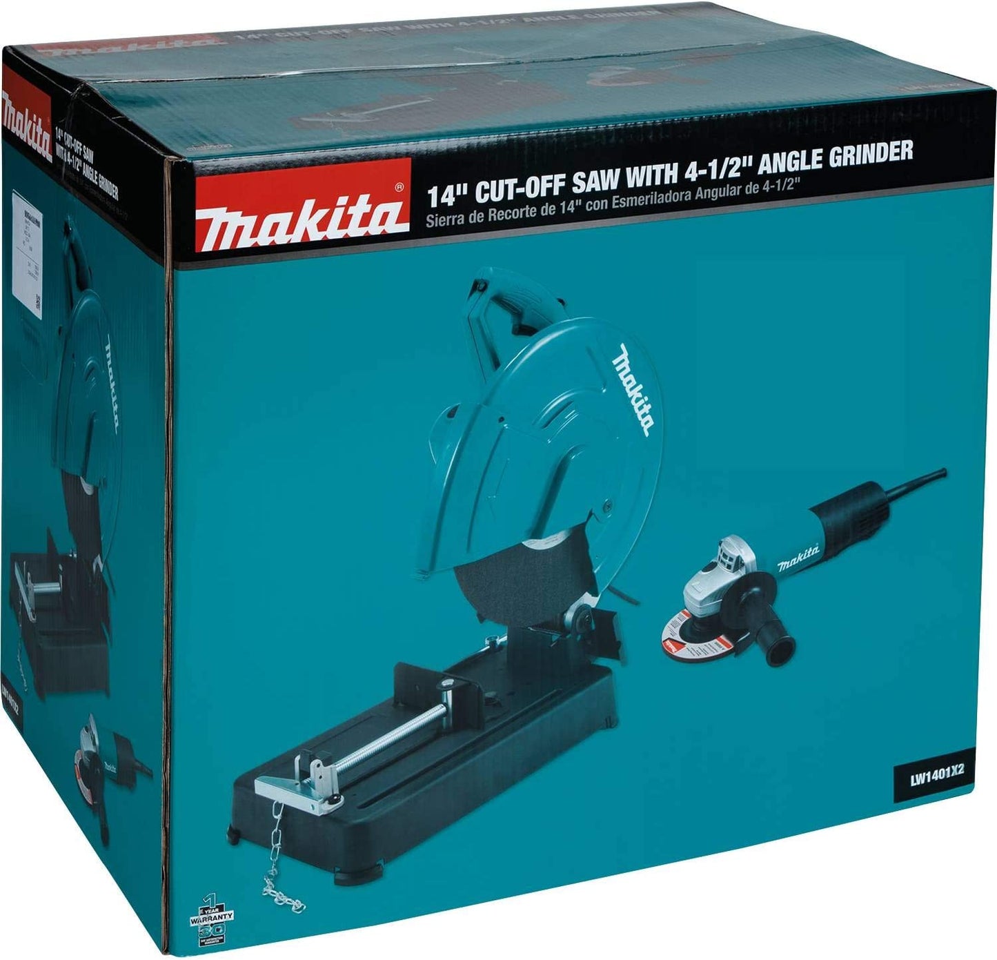 Makita LW1401X2 14" Cut‘Off Saw with 4‘1/2" Paddle Switch Angle Grinder